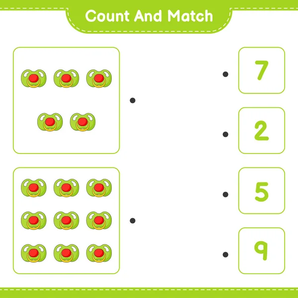 Tel Match Tel Het Aantal Pacifier Match Met Juiste Nummers — Stockvector