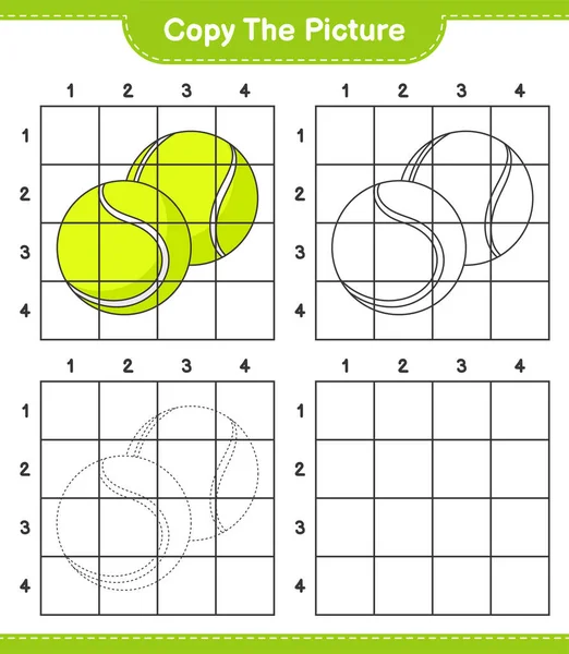 Copiez Image Copiez Image Balle Tennis Utilisant Des Lignes Grille — Image vectorielle