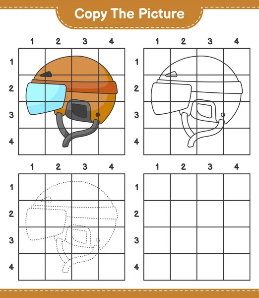 Copiar Imagen Copiar Imagen Casco Hockey Utilizando Líneas Cuadrícula Juego — Vector de stock