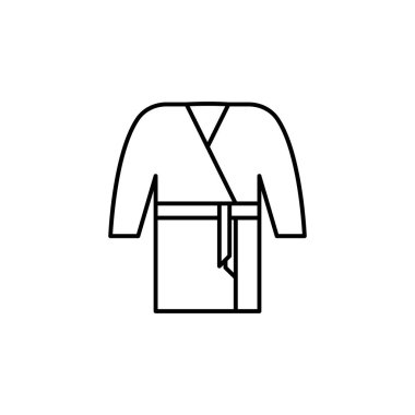 Kimono, karate çizgisi ikonu. İşaretler ve semboller beyaz arkaplanda ağ, logo, mobil uygulama, UI, UX için kullanılabilir
