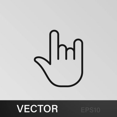 Jest, el, rock, ana hatları simgeleri. Beyaz arkaplanda ağ, logo, mobil uygulama, UI, UX için kullanılabilir