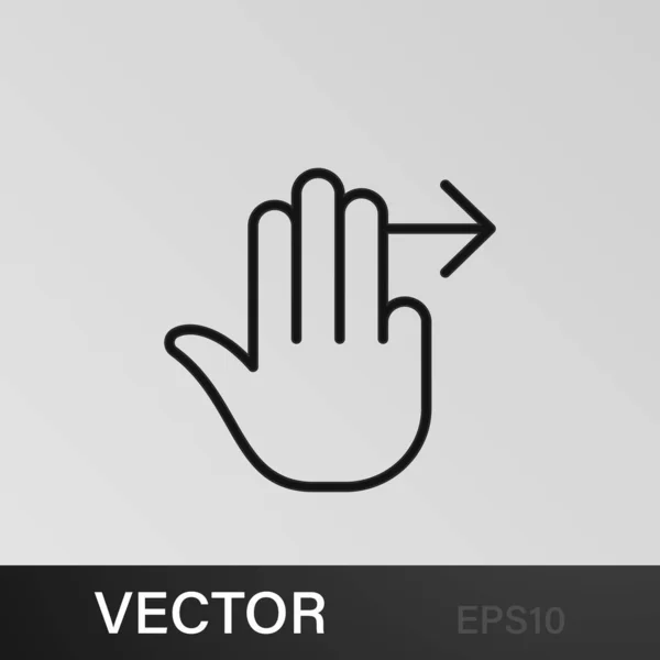Палец Жест Рука Правый Штрих Три Контурные Иконки Использоваться Веб — стоковый вектор