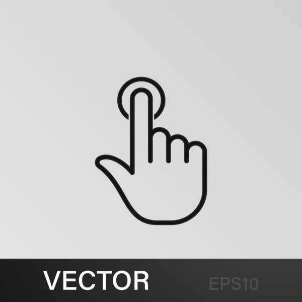 指ジェスチャー手1輪郭アイコンをタップ Web モバイルアプリ Uxなどに白を背景に使用できます — ストックベクタ