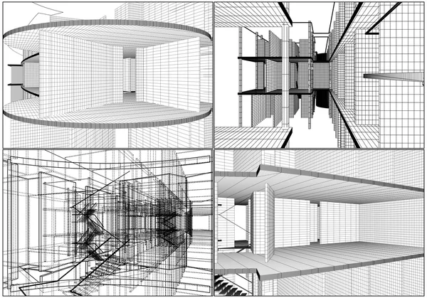 Abstract Constructions Of Line Vector — Stock Vector