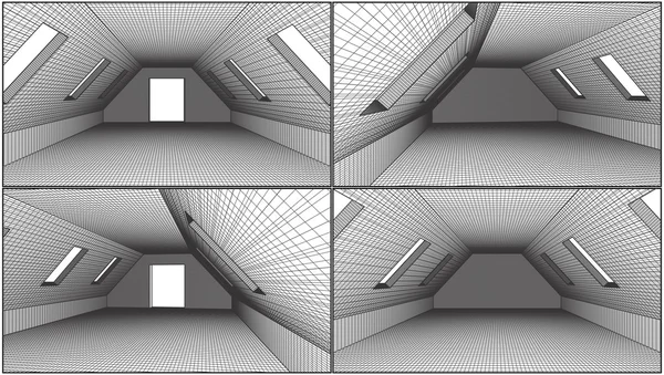 空的阁楼室内矢量 — 图库矢量图片