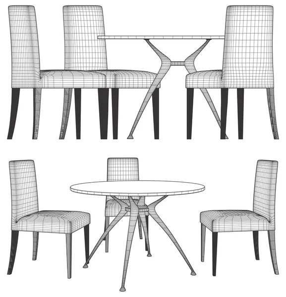 Conjunto mesa y sillas Vector — Archivo Imágenes Vectoriales