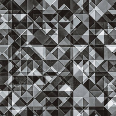Retro Vintage Grunge Geometri Siyah ve Beyaz Desen