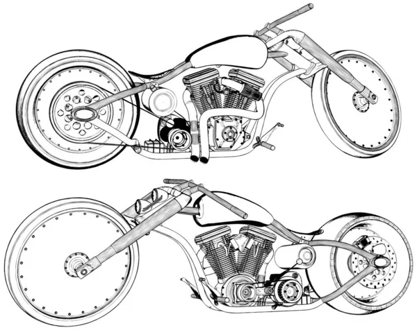 Modern Motorcycle Motor Vector Illustration Isolated White Background Vector Illustration — Stock Vector