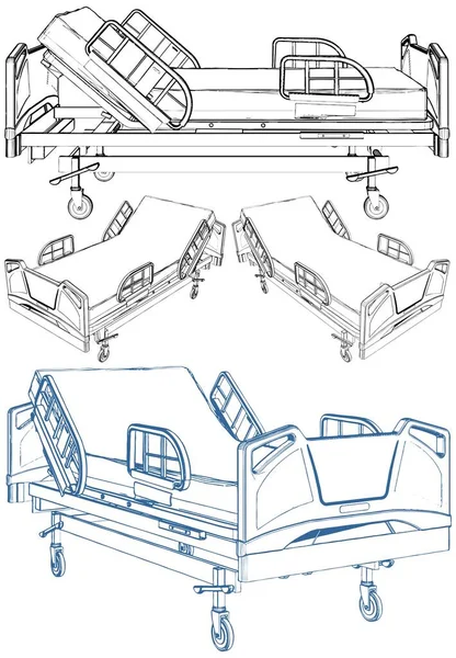 Vetor Cama Hospital Médico Ilustração Isolado Fundo Branco Uma Ilustração — Vetor de Stock