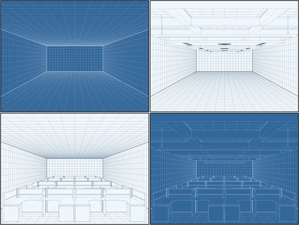 Interior Oficina Habitaciones Vacías Vector — Vector de stock