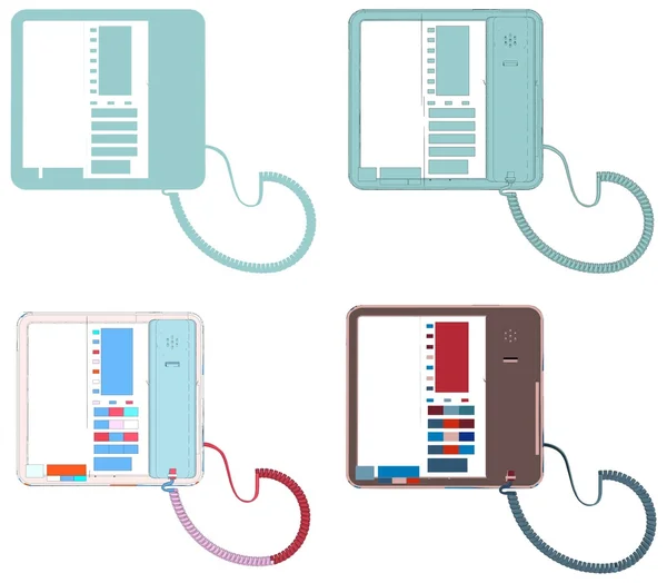 Office IP Telephone Set With LCD Vector — Stock Vector