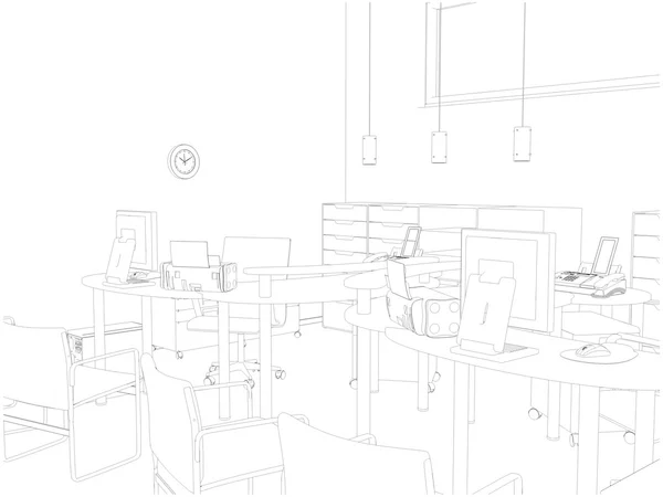 Interior Escritório Quartos Vector — Vetor de Stock