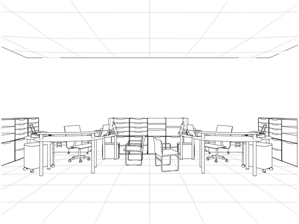 Intérieur Bureau Chambres Vector — Image vectorielle