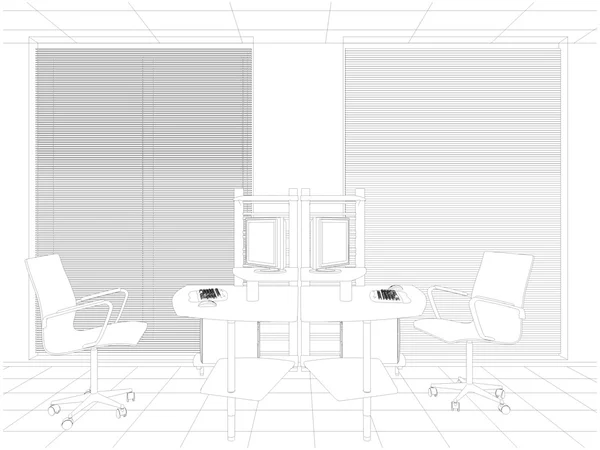 Interior Oficina Habitaciones Vector — Vector de stock
