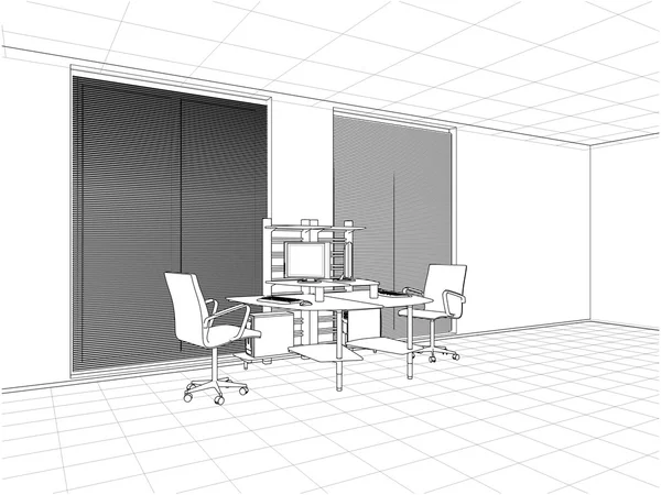 Intérieur Bureau Chambres Vector — Image vectorielle