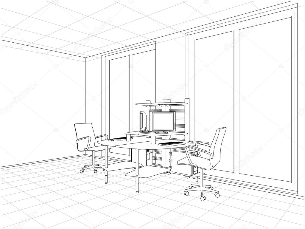 Interior Office Rooms Vector