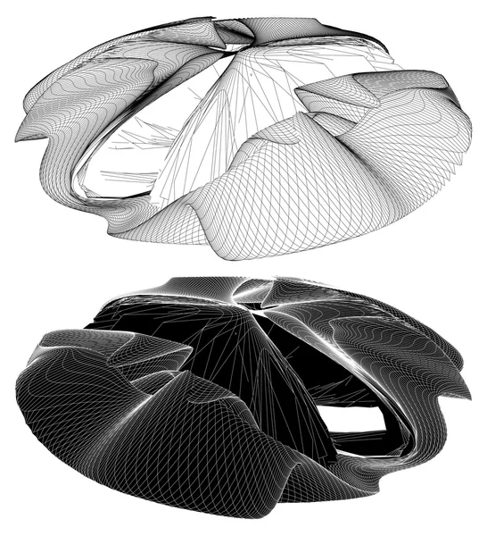 Vector geométrico curvado orgánico de la forma del Wireframe — Vector de stock