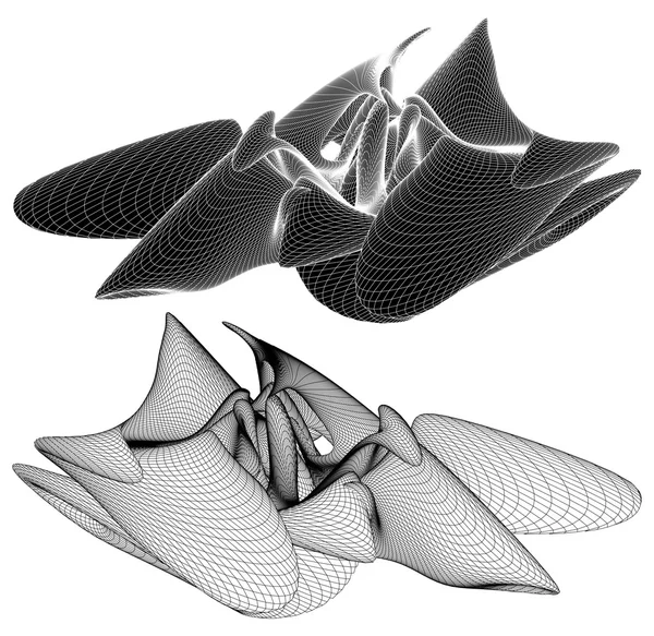 Geométrico curvo orgânico Wireframe forma vetor —  Vetores de Stock