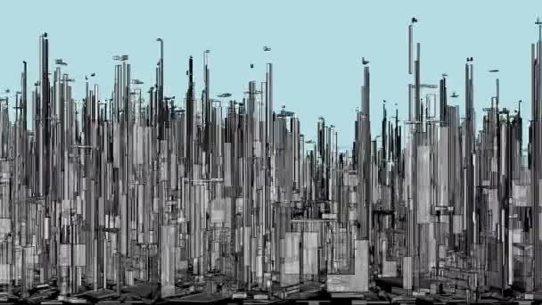 Futuristic Megalopolis City Of Skyscrapers Animation — Stock Video