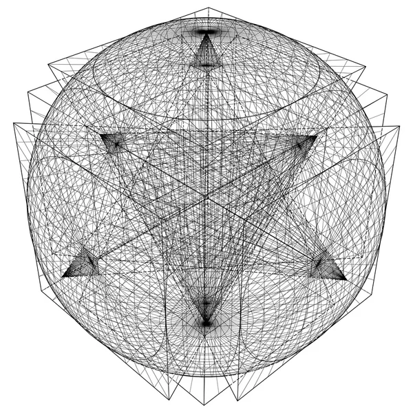 Geometriska skärningspunkten mellan sfären och sex pyramiderna vektor — Stock vektor