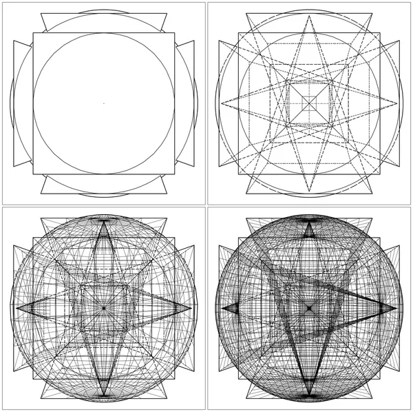 Intersection géométrique de sphère et six pyramides vecteur — Image vectorielle