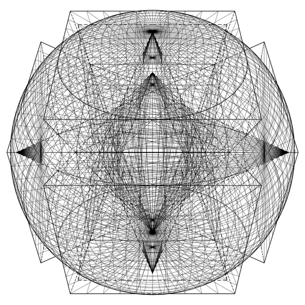 Геометрическое пересечение сферы и вектора шести пирамид — стоковый вектор