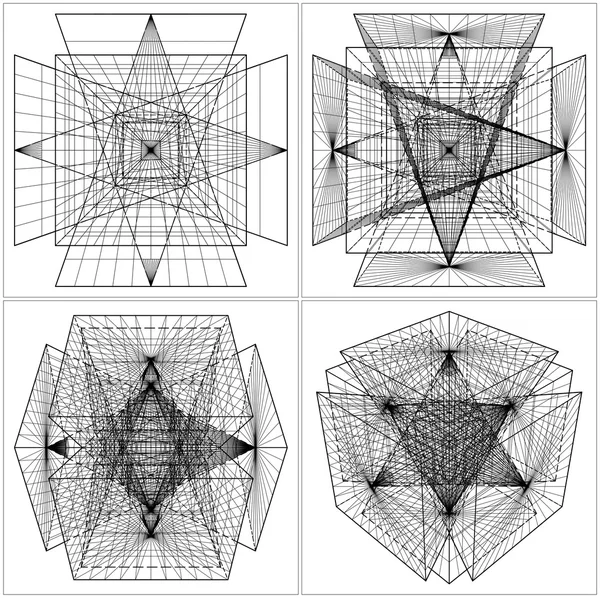 Intersezione geometrica di sei piramidi vettoriali — Vettoriale Stock