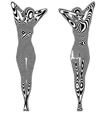 Seksi çıplak çizgili Zebra deri kadın vektör