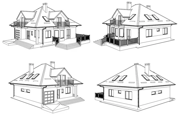 Casa de família Perspectiva Vector — Vetor de Stock