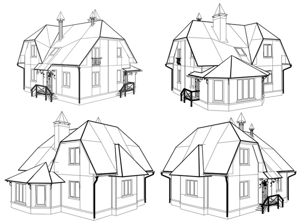 Perspektivenvektor Familienhaus — Stockvektor