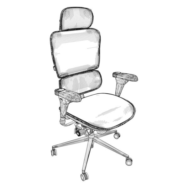 Ergohuman Office Armchair Vector. Illustration Of Ergonomic Easy Elbow Chair Isolated On White Background.