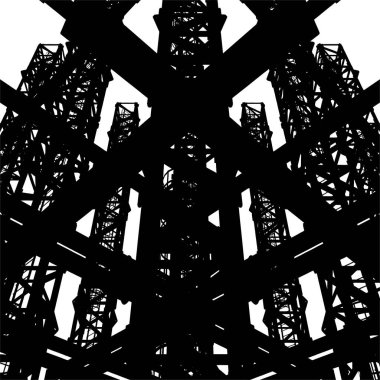 Soyut İnşaat Yapı Vektörü. Metal Çelik Şebeke Mimarisi Resmedilmesi Beyaz Arkaplanda İzole Edildi.