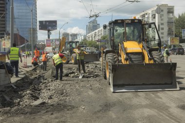 Kiev, Ukrayna Temmuz 2016: Yol parke, inşaat