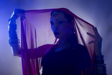 güzel genç Hintli kadın gelin ile geleneksel giyim