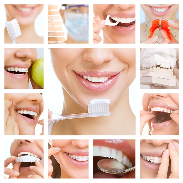 Kolaż opieki stomatologicznej (usługi stomatologiczne) — Zdjęcie stockowe
