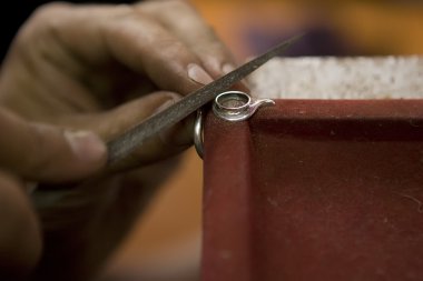 VARANASI, INDIA - MAY: Jeweler Making Jewelry. Handwork. May 15,