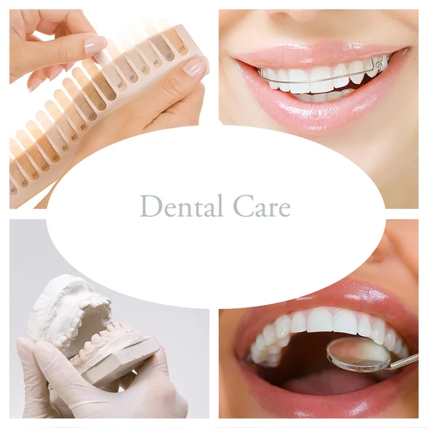 Kolaż opieki stomatologicznej (usługi stomatologiczne) — Zdjęcie stockowe