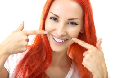 Beautiful Smiling Girl with Retainer for Teeth, Close-up clipart
