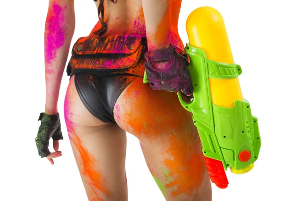 Happy Holi Festival! Holi Celebration Party - Beautiful Sexy Gir — Stock Photo, Image