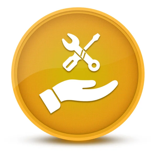 Hand Repair Luxurious Glossy Yellow Button Abstract Illustration — Stock Photo, Image