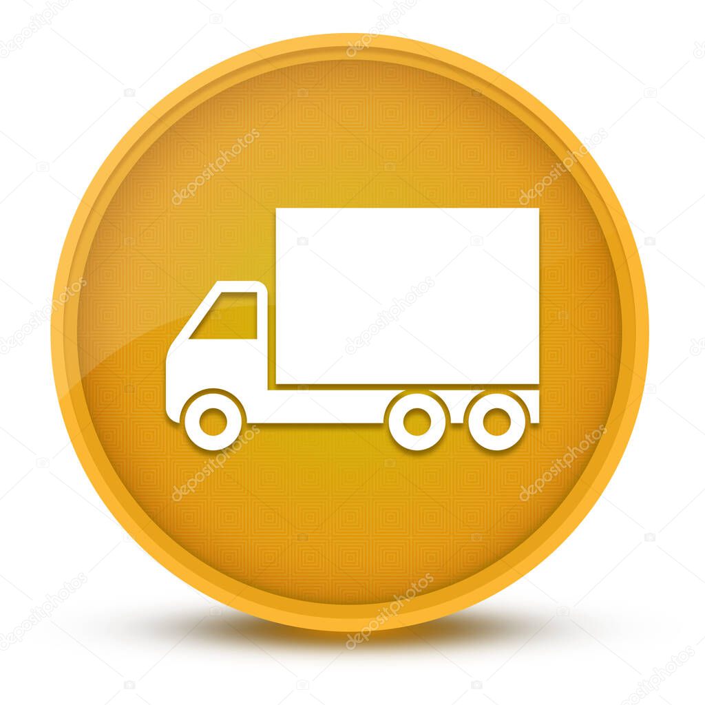 Truck luxurious glossy yellow round button abstract illustration