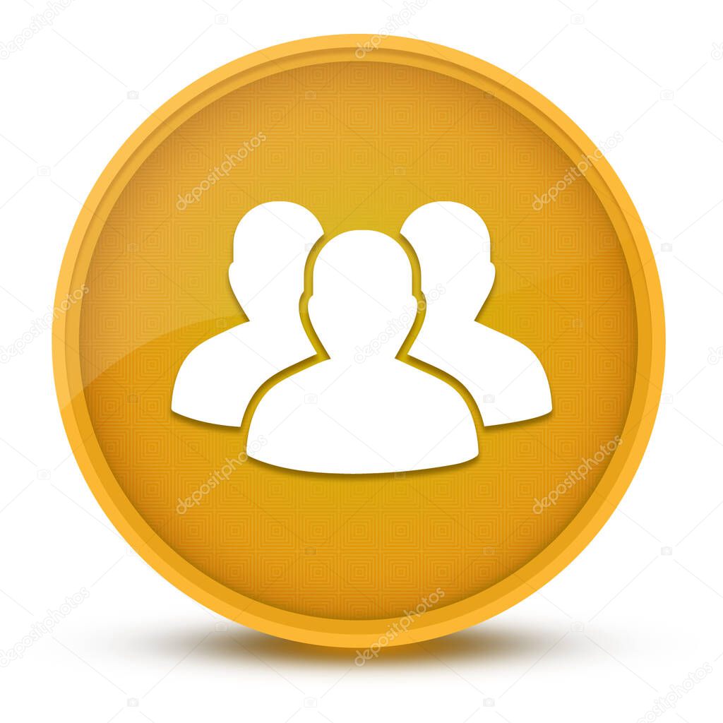 User group luxurious glossy yellow round button abstract illustration
