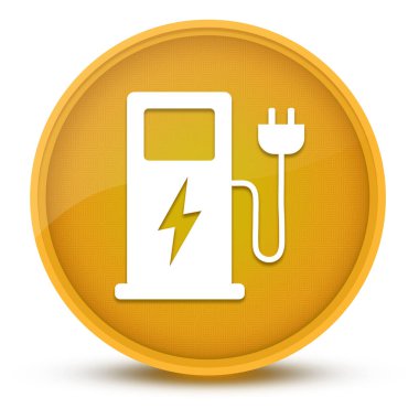 Elektrikli araç şarj istasyonu lüks parlak sarı yuvarlak düğmeli soyut illüstrasyon