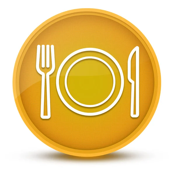 Plate Fork Knife Luxurious Glossy Yellow Button Abstract Illustration — Stock Photo, Image