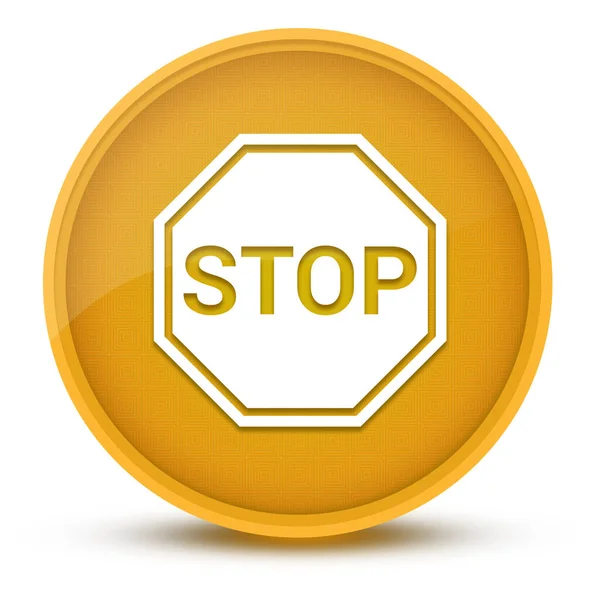 ストップサイン豪華な光沢のある黄色の丸ボタン抽象的なイラスト — ストック写真