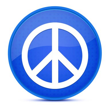 Barış işareti estetik parlak mavi yuvarlak düğme soyut çizim