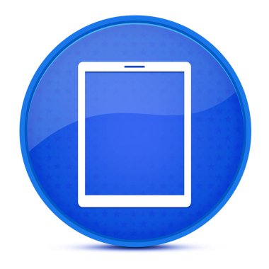 Tablet estetik parlak mavi yuvarlak düğme soyut çizim