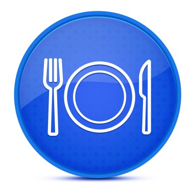 Çatal ve bıçaklı estetik parlak mavi yuvarlak düğmeli tabaka soyut illüstrasyon