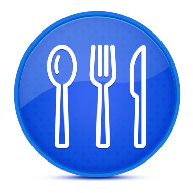 Çatal bıçak takımı estetik parlak mavi yuvarlak düğme soyut çizim