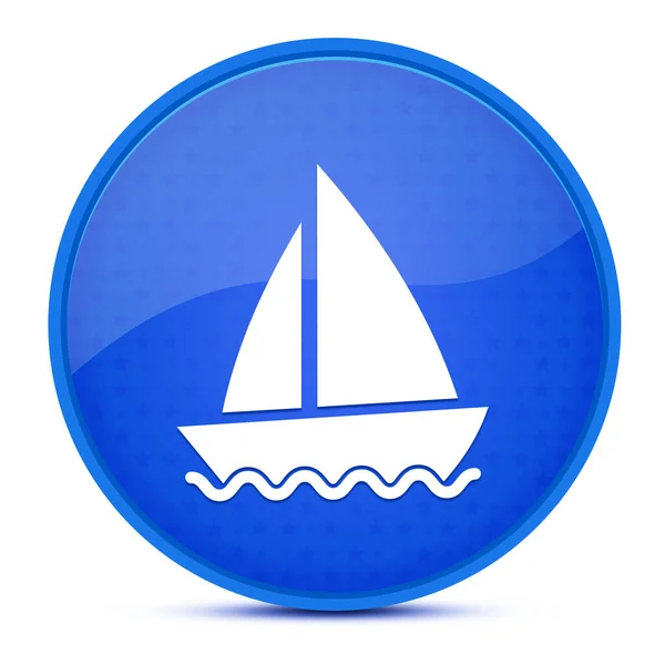 Sailboat aesthetic glossy blue round button abstract illustration